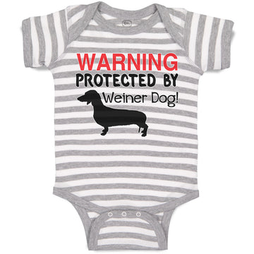 Baby Clothes Warning Protected by Weiner Dog! Baby Bodysuits Boy & Girl Cotton