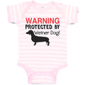 Baby Clothes Warning Protected by Weiner Dog! Baby Bodysuits Boy & Girl Cotton