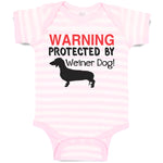 Baby Clothes Warning Protected by Weiner Dog! Baby Bodysuits Boy & Girl Cotton