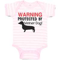 Baby Clothes Warning Protected by Weiner Dog! Baby Bodysuits Boy & Girl Cotton