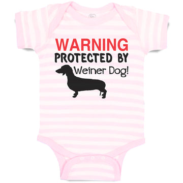 Baby Clothes Warning Protected by Weiner Dog! Baby Bodysuits Boy & Girl Cotton