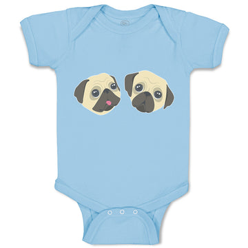 Baby Clothes Cute Pug Buddies Heads and Faces Baby Bodysuits Boy & Girl Cotton