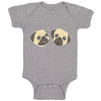 Baby Clothes Cute Pug Buddies Heads and Faces Baby Bodysuits Boy & Girl Cotton