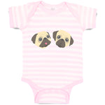 Baby Clothes Cute Pug Buddies Heads and Faces Baby Bodysuits Boy & Girl Cotton