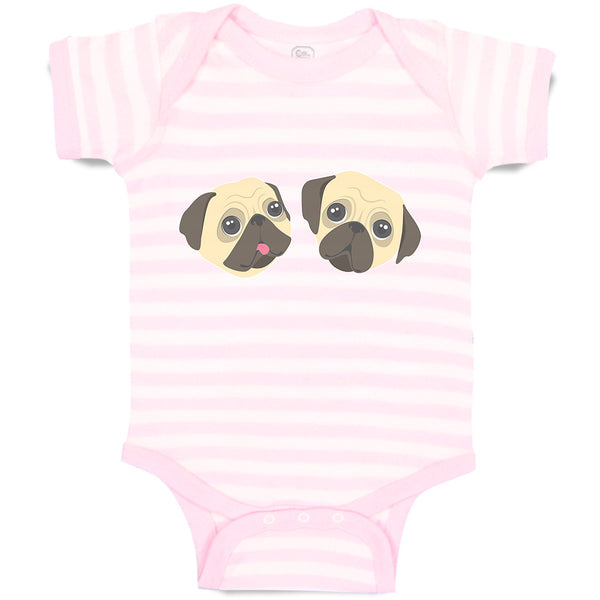 Baby Clothes Cute Pug Buddies Heads and Faces Baby Bodysuits Boy & Girl Cotton