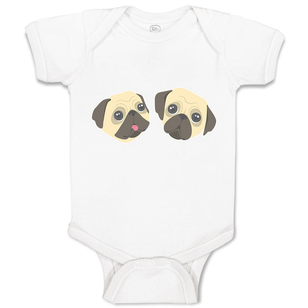 Baby Clothes Cute Pug Buddies Heads and Faces Baby Bodysuits Boy & Girl Cotton