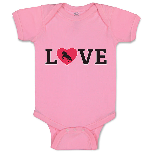 Baby Clothes Love Heart Symbol Inside Horse Baby Bodysuits Boy & Girl Cotton