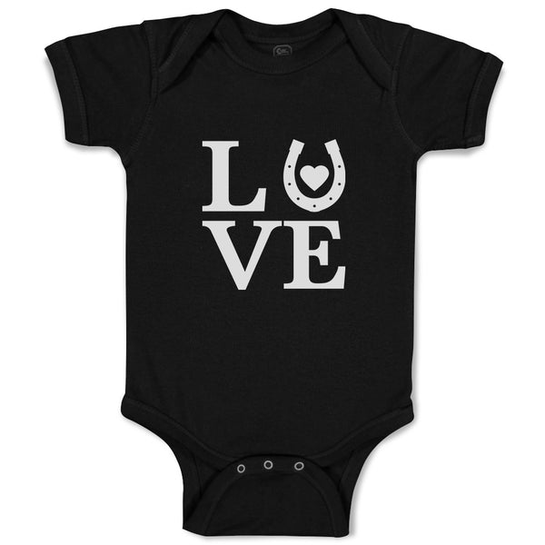 Baby Clothes Love Horse Shoe with Black Heart Baby Bodysuits Boy & Girl Cotton