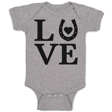 Baby Clothes Love Horse Shoe with Black Heart Baby Bodysuits Boy & Girl Cotton