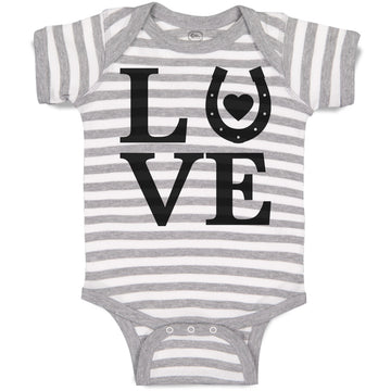 Baby Clothes Love Horse Shoe with Black Heart Baby Bodysuits Boy & Girl Cotton