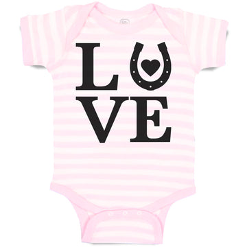 Baby Clothes Love Horse Shoe with Black Heart Baby Bodysuits Boy & Girl Cotton