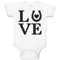 Baby Clothes Love Horse Shoe with Black Heart Baby Bodysuits Boy & Girl Cotton