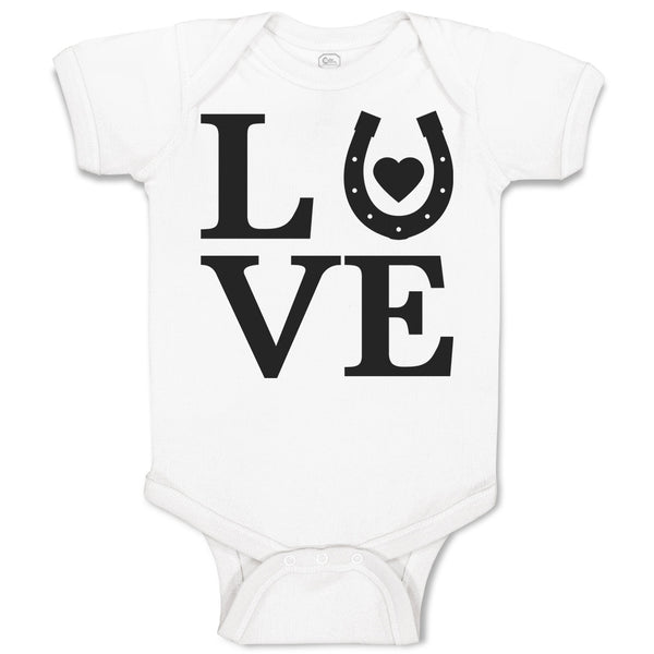 Baby Clothes Love Horse Shoe with Black Heart Baby Bodysuits Boy & Girl Cotton