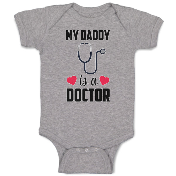 Baby Clothes My Daddy Is A Doctor with Stethoscope and Red Hearts Baby Bodysuits