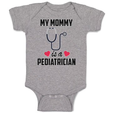 Baby Clothes My Mommy Is A Pediatrician with Stethoscope and Red Hearts Cotton