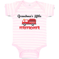 Baby Clothes Grandma's Little Firefighter with Working Vehicle Baby Bodysuits