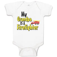 Baby Clothes My Grandpa Is A Firefighter Profession with Working Vehicle Cotton