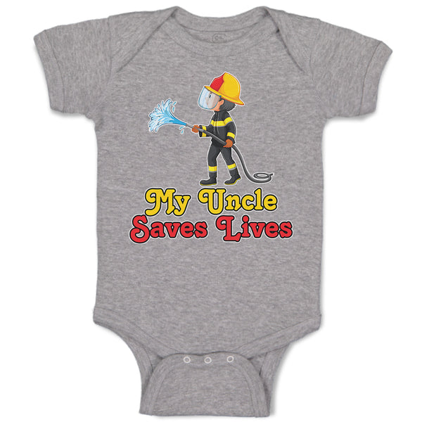 Baby Clothes My Uncle Saves Lives Profession Firefighter Rescue Baby Bodysuits