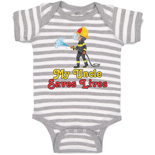 Baby Clothes My Uncle Saves Lives Profession Firefighter Rescue Baby Bodysuits