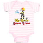 Baby Clothes My Uncle Saves Lives Profession Firefighter Rescue Baby Bodysuits