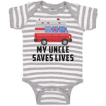 Baby Clothes My Uncle Saves Lives Profession Firefighter and Working Vehicle