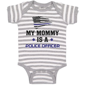 Baby Clothes My Mommy Is A Police Officer Flag and Star Baby Bodysuits Cotton