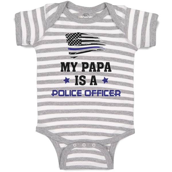 Baby Clothes My Papa Is A Police Officer Country Flag and Star Baby Bodysuits