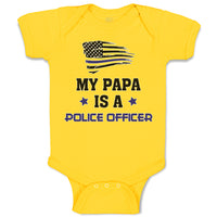 Baby Clothes My Papa Is A Police Officer Country Flag and Star Baby Bodysuits