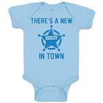 Baby Clothes There's A New in Town Sheriff Circle with Star Baby Bodysuits