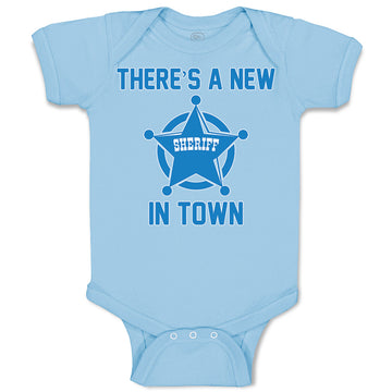 Baby Clothes There's A New in Town Sheriff Circle with Star Baby Bodysuits