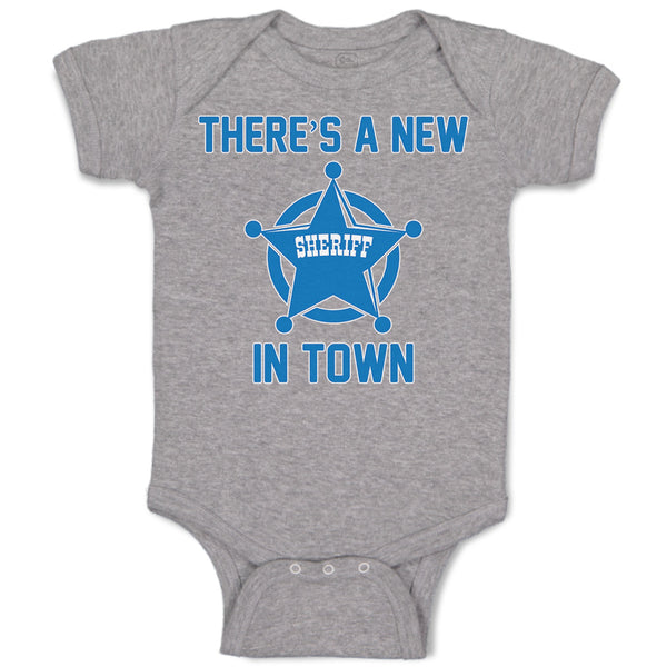 Baby Clothes There's A New in Town Sheriff Circle with Star Baby Bodysuits