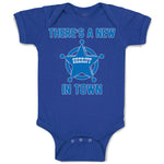 Baby Clothes There's A New in Town Sheriff Circle with Star Baby Bodysuits