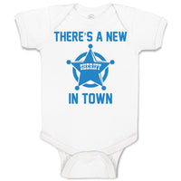 Baby Clothes There's A New in Town Sheriff Circle with Star Baby Bodysuits