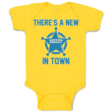 Baby Clothes There's A New in Town Sheriff Circle with Star Baby Bodysuits