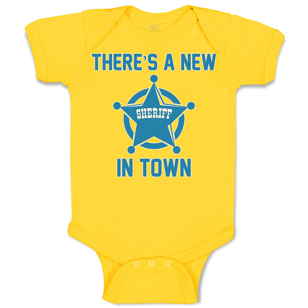 Baby Clothes There's A New in Town Sheriff Circle with Star Baby Bodysuits