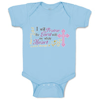 Baby Clothes I Will Praise The Lord with My Whole Heart Religious Cross Cotton