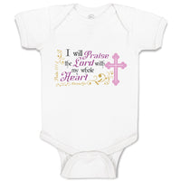 Baby Clothes I Will Praise The Lord with My Whole Heart Religious Cross Cotton