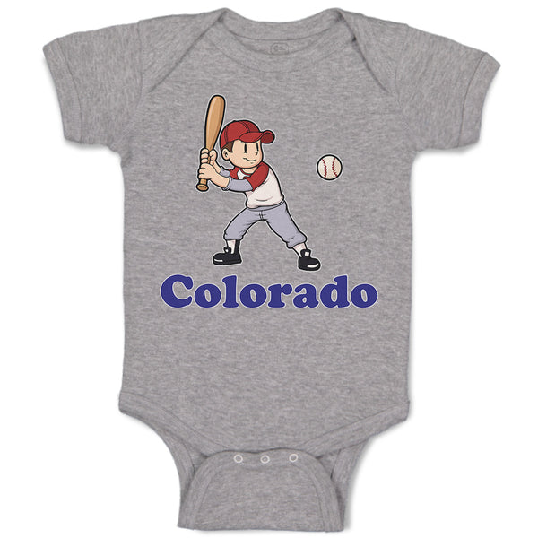 Baby Clothes Colorado Boy Playing Baseball Sport Bat and Ball Baby Bodysuits