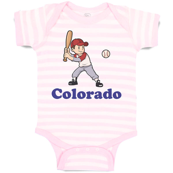 Baby Clothes Colorado Boy Playing Baseball Sport Bat and Ball Baby Bodysuits