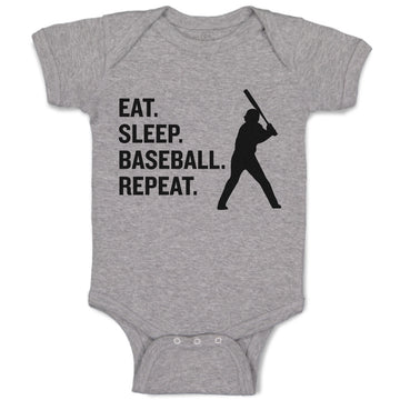 Baby Clothes Eat. Sleep. Baseball. Repeat.Sport Man Hitting Baby Bodysuits
