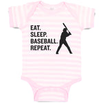Baby Clothes Eat. Sleep. Baseball. Repeat.Sport Man Hitting Baby Bodysuits