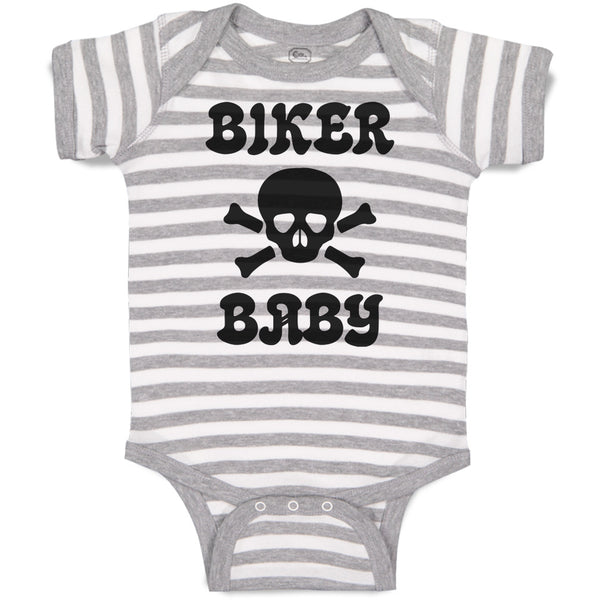 Baby Clothes Biker Baby Crossbone Skull in Silhouette Baby Bodysuits Cotton