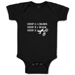 Baby Clothes Step 1: Crawl Step 2: Walk Step 3: Cycling Sports Baby Bodysuits