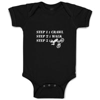 Baby Clothes Step 1: Crawl Step 2: Walk Step 3: Cycling Sports Baby Bodysuits