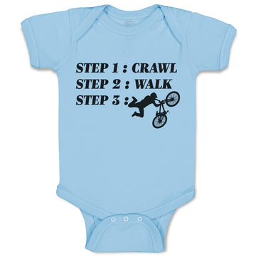 Baby Clothes Step 1: Crawl Step 2: Walk Step 3: Cycling Sports Baby Bodysuits