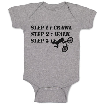 Baby Clothes Step 1: Crawl Step 2: Walk Step 3: Cycling Sports Baby Bodysuits