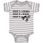 Baby Clothes Step 1: Crawl Step 2: Walk Step 3: Cycling Sports Baby Bodysuits