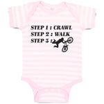 Baby Clothes Step 1: Crawl Step 2: Walk Step 3: Cycling Sports Baby Bodysuits