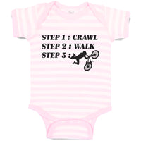 Baby Clothes Step 1: Crawl Step 2: Walk Step 3: Cycling Sports Baby Bodysuits