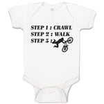 Baby Clothes Step 1: Crawl Step 2: Walk Step 3: Cycling Sports Baby Bodysuits